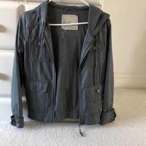 distressed grey leather jacket